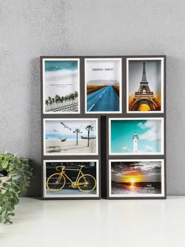 Фоторамка МДФ, стекло на 7 фото 10х15 "День и ночь" 40,5х35,5х2,2 см