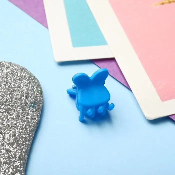 Крабик для волос«Маленькая радость», набор 6 шт., бабочка, 1.2 см, голубой