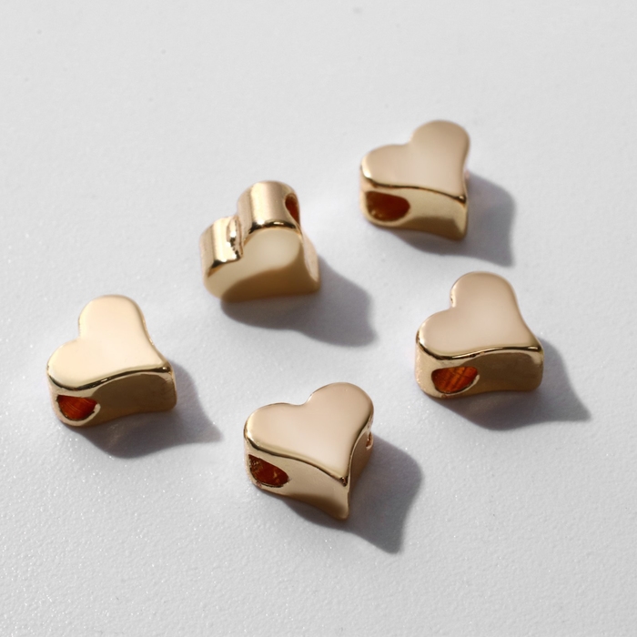 Бусина-разделитель родированная «Сердечко», 6×6 мм, d(вн.)=2мм, цвет золото Бусина-разделитель родированная «Сердечко», 6×6 мм, d(вн.)=2мм, цвет золото