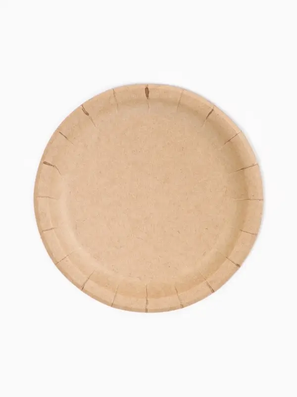 МП Тарелка одноразовая "Крафт" с бортом, картон, 18 см  (100 шт.)