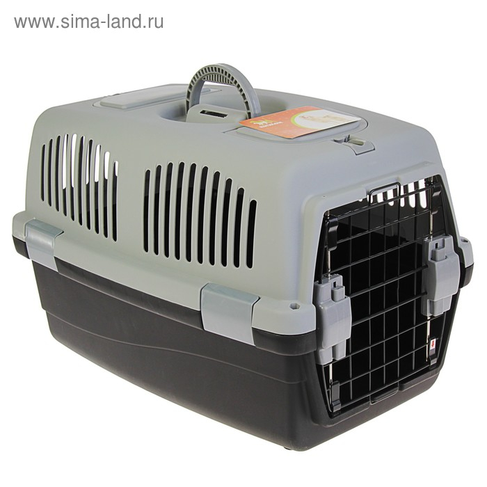 Переноска для животных с 2 люками и креплением для наплечного ремня 58х37х37, до 12 кг, серо-чёрная Переноска для животных с 2 люками и креплением для наплечного ремня 58х37х37, до 12 кг, серо-чёрная