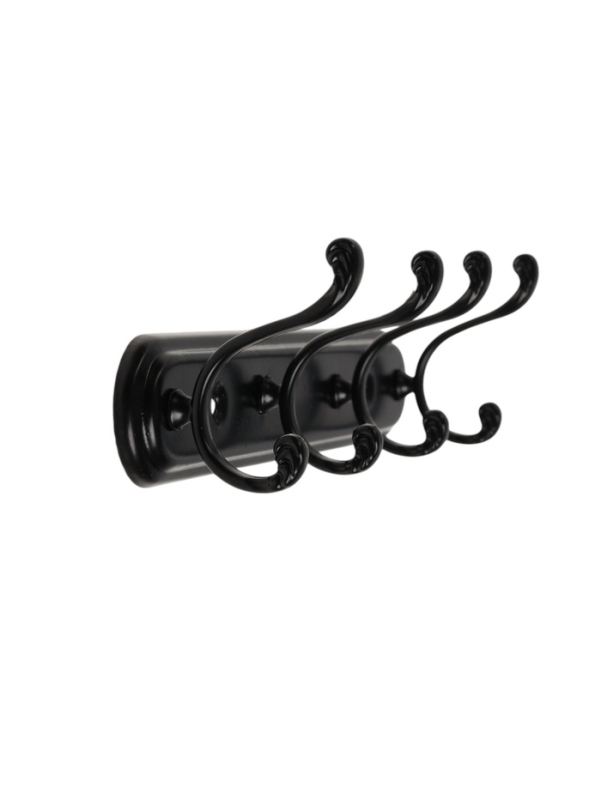 Вешалка ТУНДРА TVF001, металлическая, четырехрожковая, цвет черный