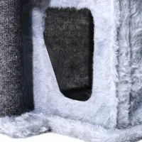 Домик для кошек с когтеточкой, квадратный, 3х-этажный, 33 × 42 × 63 см, ковролин, серая