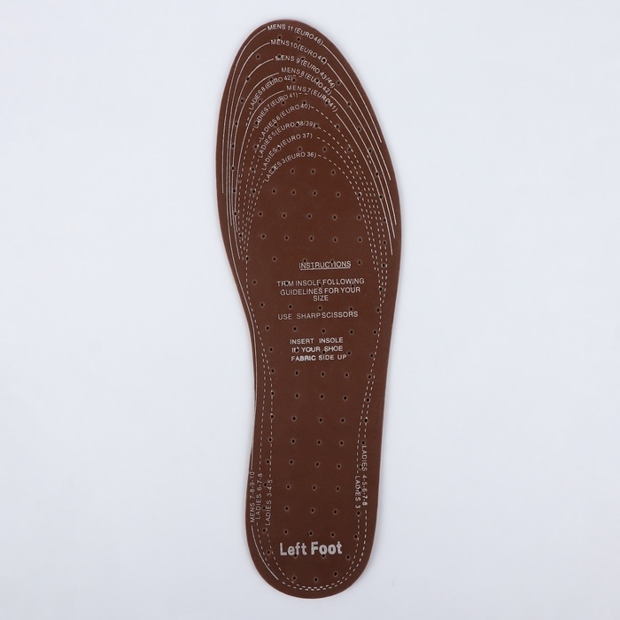 Стельки для обуви, универсальные, дышащие, р-р RU до 46 (р-р Пр-ля до 47), 29 см, пара, цвет коричневый