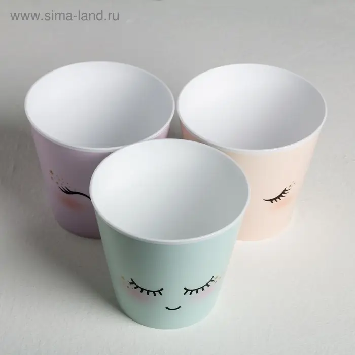 Набор кашпо для цветов 3 в 1 «Милые глазки», 0,8 л, 11 х 12 см Набор кашпо для цветов 3 в 1 «Милые глазки», 0,8 л, 11 х 12 см