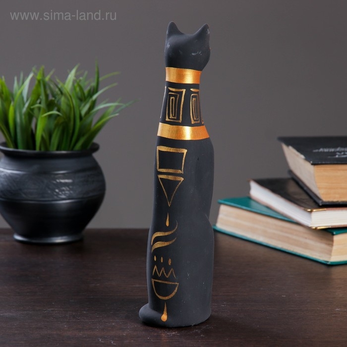 Фигура  Фигура "Кот Египетский" роспись чёрный 5х6,5х22,5см