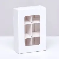 Коробка для конфет 6 штук, 8.7×5.8×2.5 см, Тонкие разделители, белый