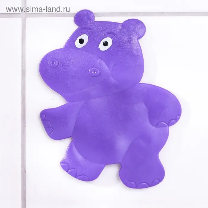 Мини-коврик для ванны Доляна «Бегемотик», 12×13 см, цвет фиолетовый Мини-коврик для ванны Доляна «Бегемотик», 12×13 см, цвет фиолетовый