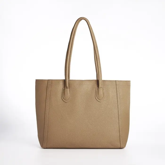 Шоппер женский, на молнии, 33&times;12&times;28 см, однотонный, бежевый