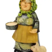 Садовая фигура из полистоуна &laquo;Бабушка с поросенком&raquo;, 12&times;11&times;21 см