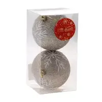 Ёлочные игрушки &laquo;Снежок&raquo;, шары новогодние, d=8 см, набор 2 шт., бело-золотой