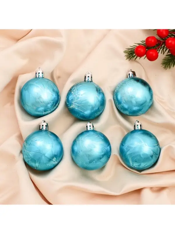 Ёлочные игрушки &laquo;Северина&raquo;, шары новогодние, d=5 см, набор 6 шт., голубой