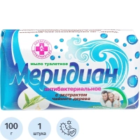 Мыло туалетное 100г Антибактериальное с экстрактом чайного дерева Меридиан