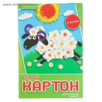 Картон белый А4, 8 листов "Хобби тайм", немелованный 190 г/м2, МИКС