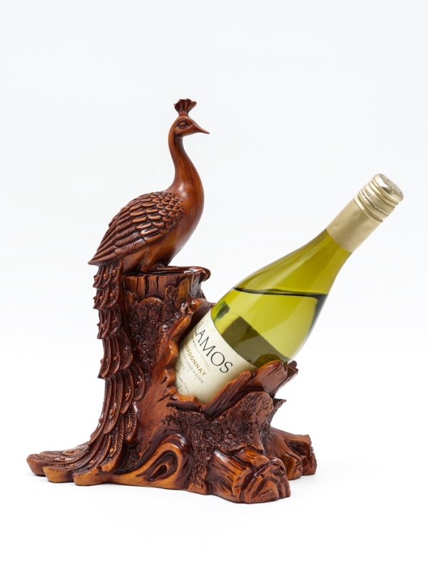 Подставка для бутылки  Подставка для бутылки "Павлин" под дерево, 23х15х33см