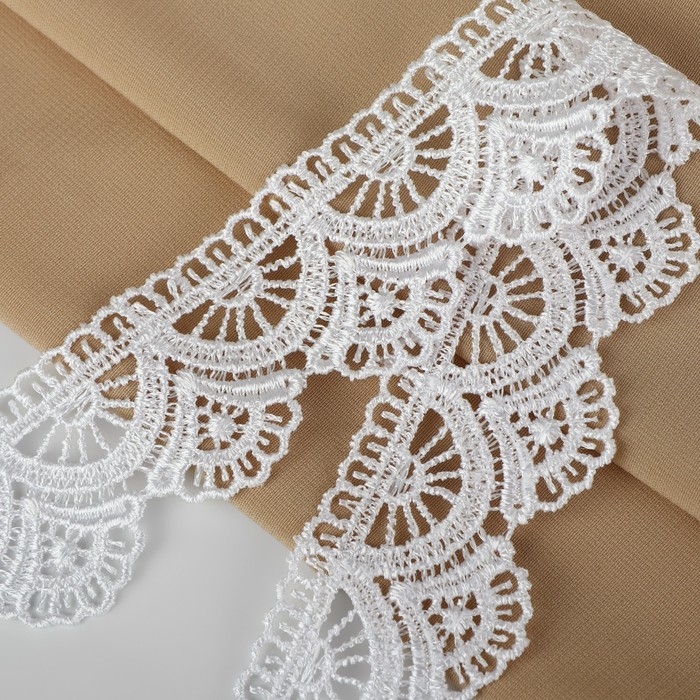 Кружево гипюровое, 35 мм × 11 ± 1 м, цвет белый Кружево гипюровое, 35 мм × 11 ± 1 м, цвет белый