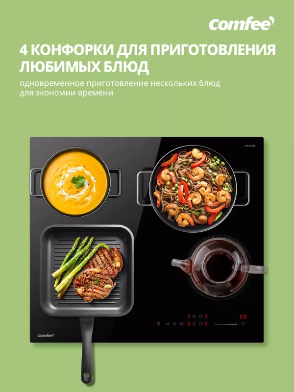 Электрическая варочная панель CEH611, 4 конфорки, расширение Электрическая варочная панель CEH611, 4 конфорки, расширение