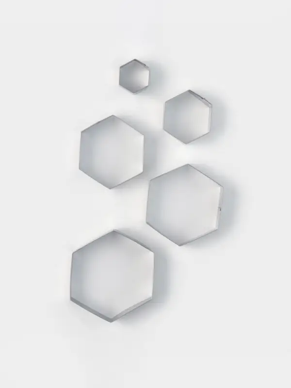 Формы печенья Доляна &laquo;Шестиугольник&raquo;, набор 5 шт., 9.6&times;8.3&times;2.5 см, нержавеющая сталь, серебристые