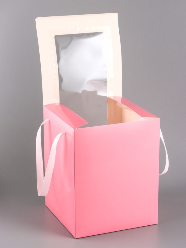 Коробка для цветов, 20 х 20 х 25 см, розовая Коробка для цветов, 20 х 20 х 25 см, розовая