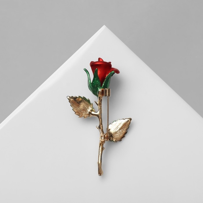 Брошь «Роза», цвет красно-зелёный в золоте Брошь «Роза», цвет красно-зелёный в золоте
