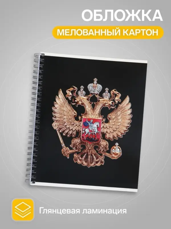 Тетрадь 96 листов в клетку, на гребне &laquo;Символика. Герб&raquo;, МИКС