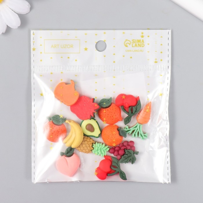 Декор для творчества пластик Декор для творчества пластик "Фрукты и овощи" набор 13 шт