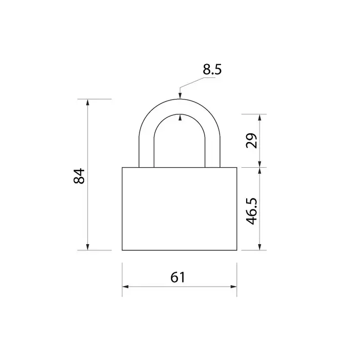 Замок навесной, 60 мм, влагозащищенный, короткая дужка, 3 ключа