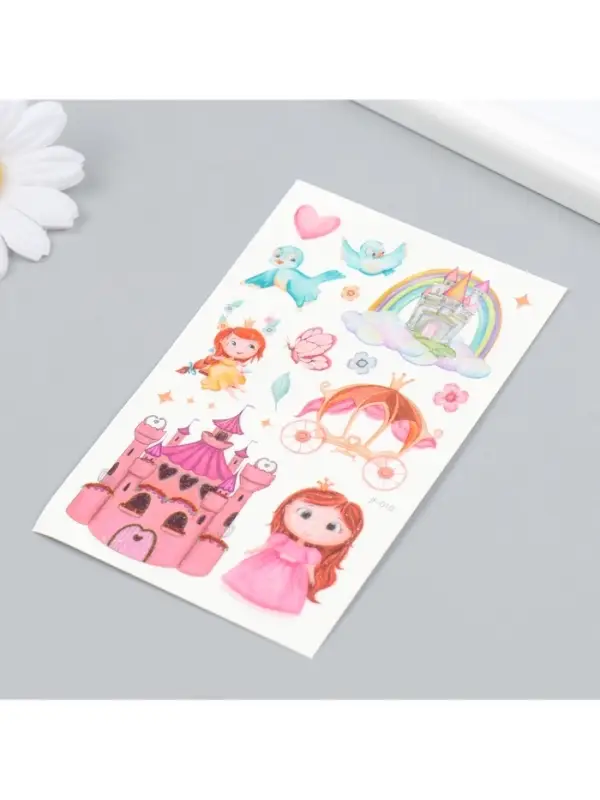 Переводные тату на тело цветные «Королевство принцесс», блёстки, 12×7.5 см