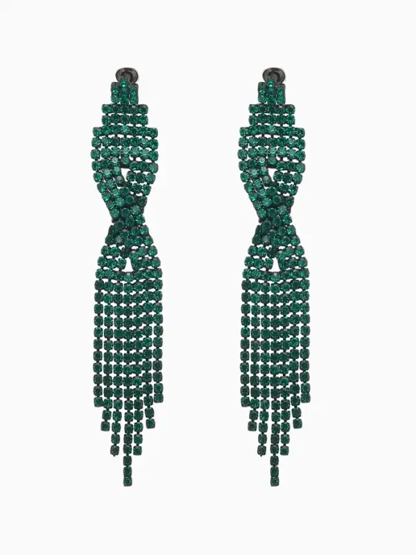 Серьги висячие со стразами &laquo;Маскарад&raquo;, икс, зелёные, 9 см