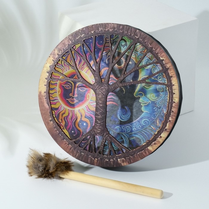 Шаманский бубен Шаманский бубен "Солнце и луна" с колотушкой 5х25х25 см