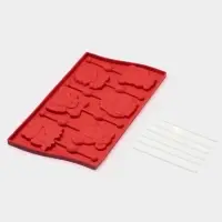 Форма для леденцов Доляна &laquo;Звери&raquo;, силикон, 27.5&times;16.5 см, 6 ячеек (6.4&times;6.4), с палочками, МИКС