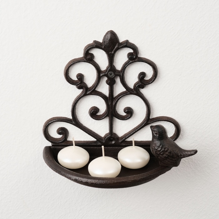 Сувенир металл подставка настенная  Сувенир металл подставка настенная "Птенчик и узоры" 17,5х18х10 см