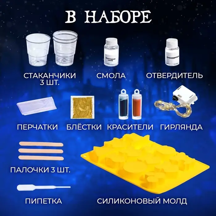 Набор для опытов &laquo;Гирлянда волшебника: Символы&raquo;, своими руками, 12 форм