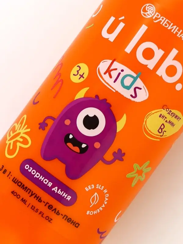 Детский шампунь-гель-пена 3в1 &laquo;Монстрики&raquo;, 400 мл, аромат озорная дыня, ULAB