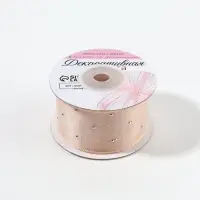 Лента капроновая, со стразами, 38 мм × 9,1 ± 0,5 м, цвет розовый