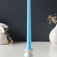 Набор свечей витых 25 см, 2 шт., 57 г, 5 ч, пастельно-голубой