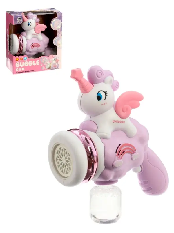 Генератор мыльных пузырей "Единорог на облачке", световые эффекты, работает от батареек