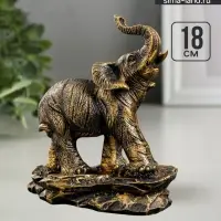 Фигурка полистоун &laquo;Слон хобот вверх на горе&raquo;, под бронзу, 18&times;16&times;9 см