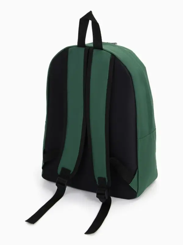 Рюкзак школьный на молнии, с карманом, однотонный, размер 30&times;14&times;41 см, насыщенно-зелёный