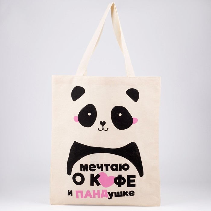 Шопер детский для девочки Панда без молнии, без подкладки, цвет бежевый Шопер детский для девочки Панда без молнии, без подкладки, цвет бежевый