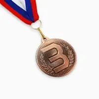 Медаль призовая &laquo;3 место&raquo;, бронза 203, d=5 см, с лентой