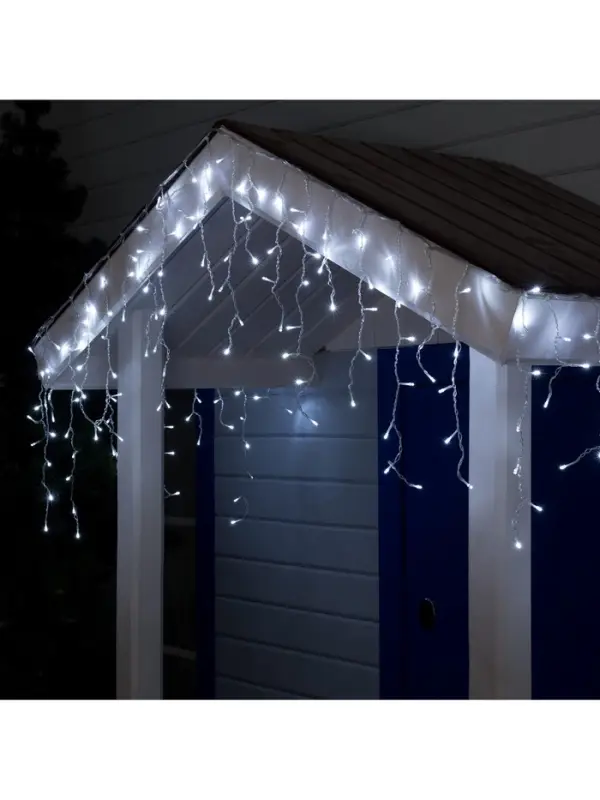 Гирлянда &laquo;Бахрома&raquo; 3&times;0.6 м, IP44, УМС, прозрачная нить, 160 LED, свечение белое, мерцание белым, 220 В