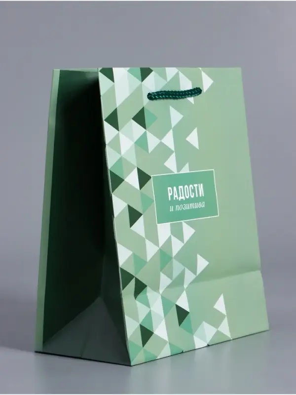 Пакет подарочный ламинированный &laquo;Радости и позитива&raquo;, зелёный, 18&times;22.3&times;10 см