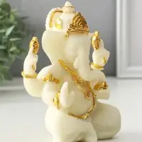 Фигурка песчаник &laquo;Ганеша - мудрость и благополучие&raquo;, белый с золотом, 8&times;13&times;18.5 см