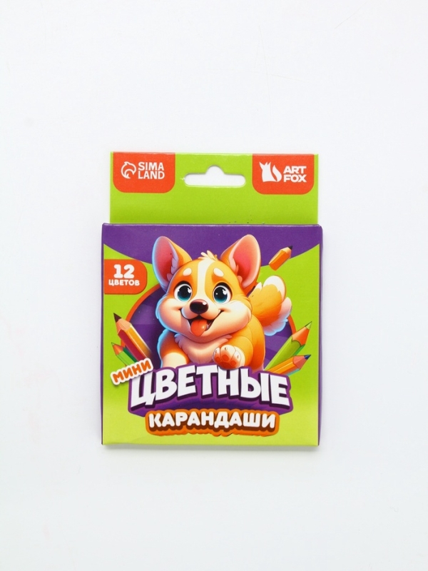 Цветные карандаши, пластик шестигранные 12цв мини ArtFox  Цветные карандаши, пластик шестигранные 12цв мини ArtFox "Корги"