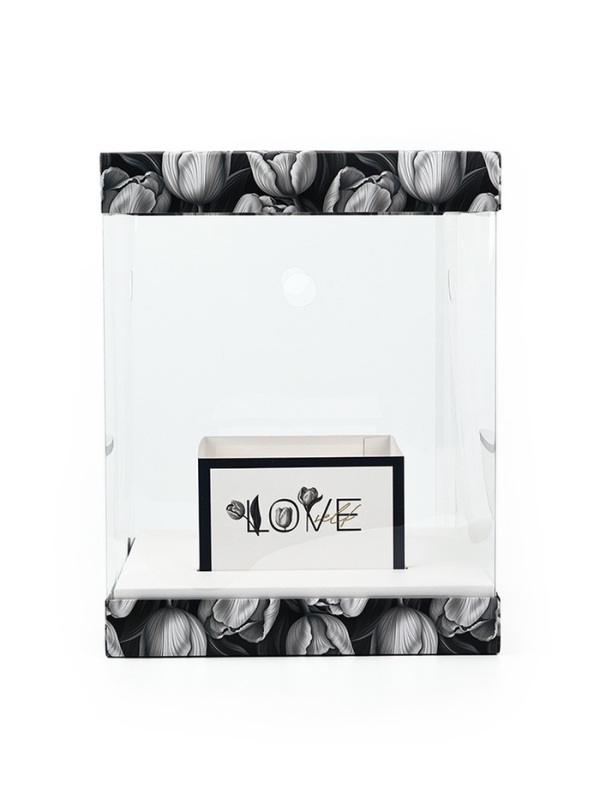 Коробка для цветов с вазой и PVC окнами складная «Чёрно-белая эстетика», 23 х 30 х 23 см