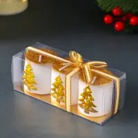 Набор свечей &laquo;Столбики. Золотые ёлочки&raquo;, 3 шт., 13&times;4.5&times;4.5 см