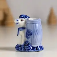 Сувенир керамика подставка "Лошадка с мешком/бочкой монет" бело-синий МИКС 4,2х4х5,5 см Сувенир керамика подставка "Лошадка с мешком/бочкой монет" бело-синий МИКС 4,2х4х5,5 см