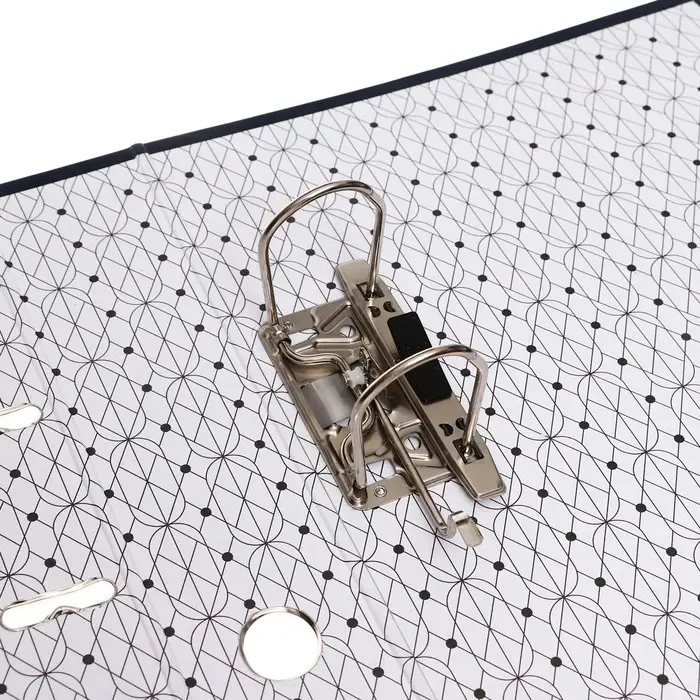 Папка-регистратор А4, 75 мм, ПВХ, тиснение &laquo;лён&raquo;, металлическая окантовка, карман на корешок, собранная, черная, микс