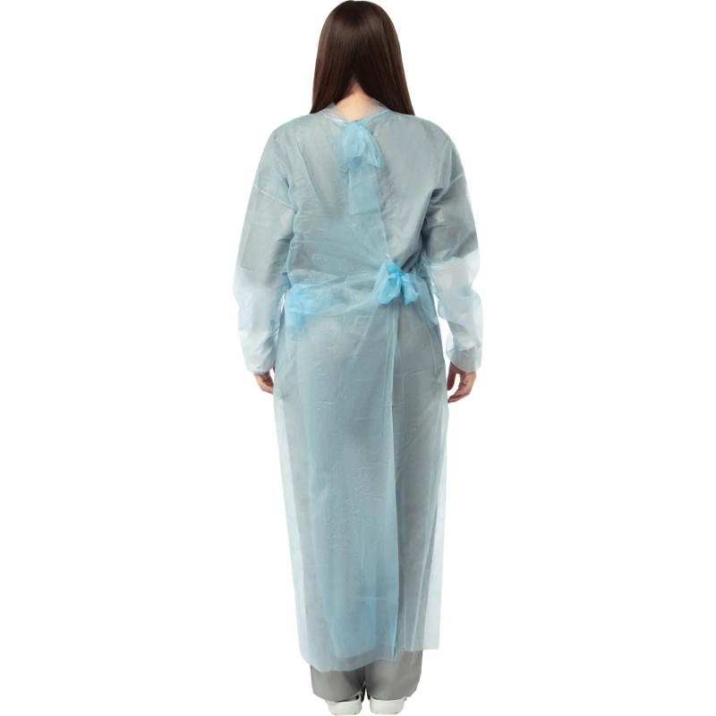 Халат н/с , на завязк, рук.рез, дл.110см, XL, пл 20, голуб, 10 шт/уп